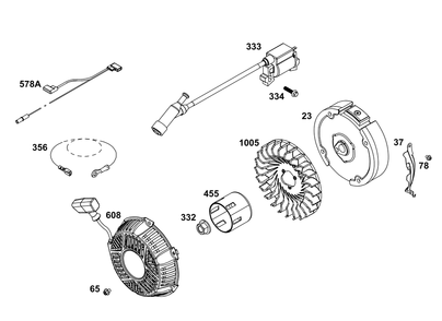 Flywheel, Ignition, And Starter Group Diagram and Parts List for 130G62-0155-H5 100000 - 19Z999 Briggs and Stratton Engine